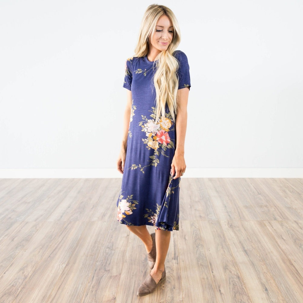 Paige Dress in Navy - Stevie Hender